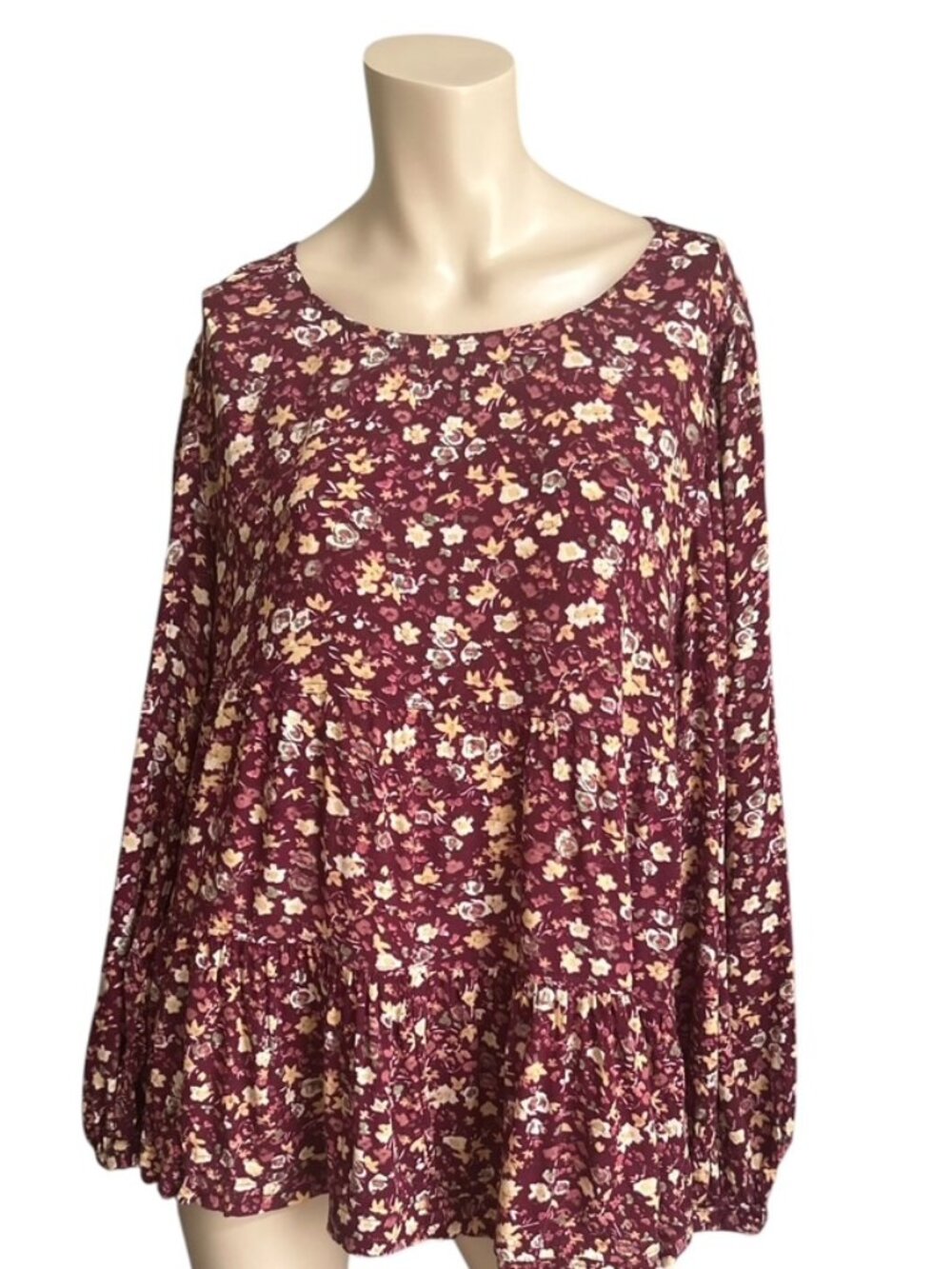 Floral Top Tiered Sz XL Flowy Boho Cottage Hippie Fairy Goblincore